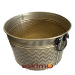 Şömine Odun Kovası Yuvarlak Gold